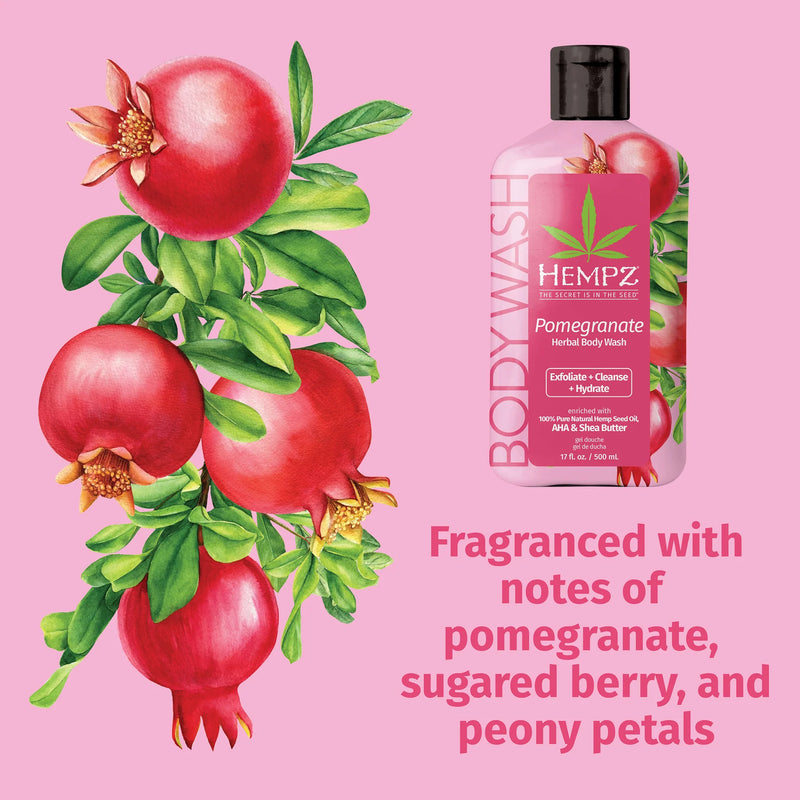 HEMPZ - Pomegranate Herbal Body Wash - 500ml/17oz