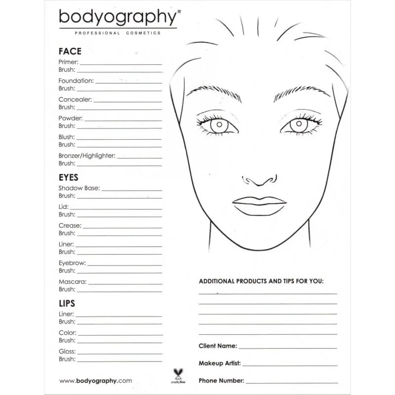 Face Charts (25/pad) International Beauty Services & Supplies