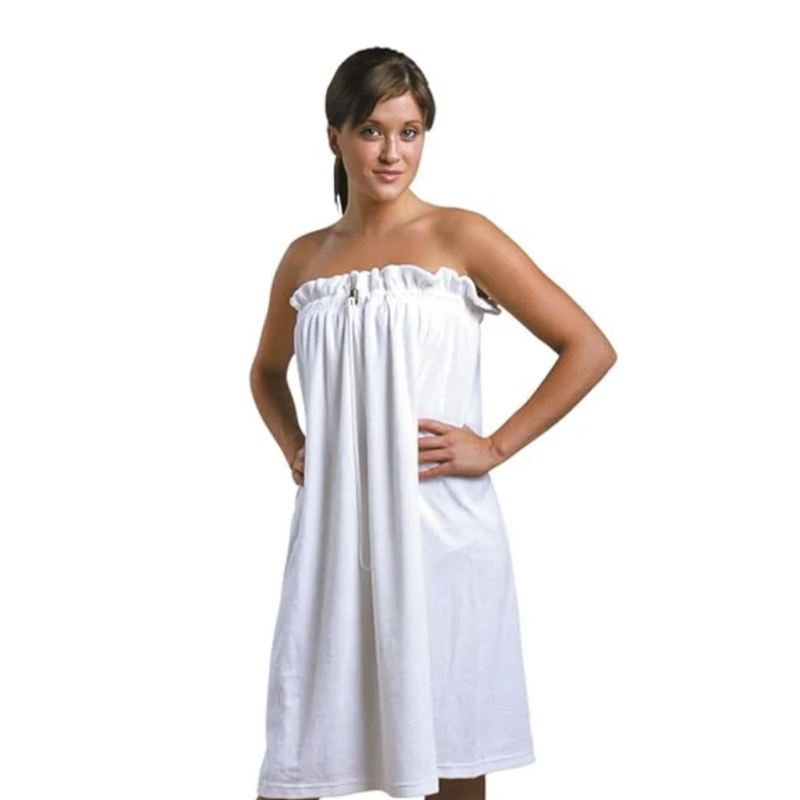 JMT TERRYCLOTH BODY WRAP DRAWSTRING WHITE