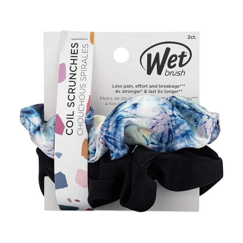 Wet Brush - Coil Scrunchies - Blue Tie Dye and Black, 2CT