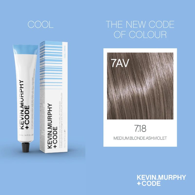 CODE+ - 7.18/7AV - MEDIUM BLONDE ASH VIOLET - 100ml