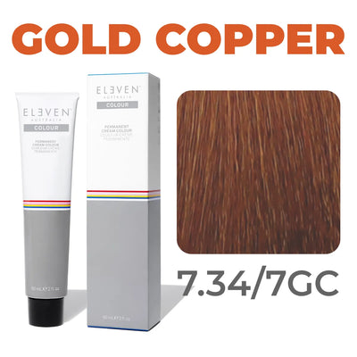 7.34/7GC - Medium Blonde Gold Copper - Eleven Australia Permanent Cream Colour - 60ml