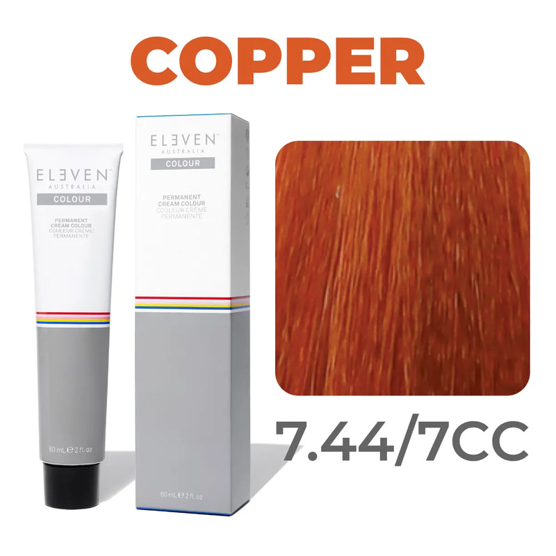 7.44/7CC - Medium Blonde Copper Intense - Eleven Australia Permanent Cream Colour - 60ml