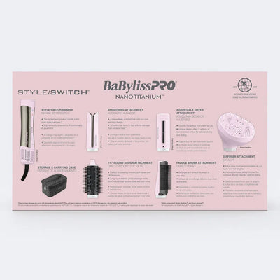 BaBylissPRO Nano Titanium Limited Edition - StyleSwitch - Ionic Multi-Styler & Dryer - Pink