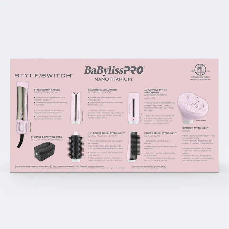 BaBylissPRO Nano Titanium Limited Edition - StyleSwitch - Ionic Multi-Styler & Dryer - Pink