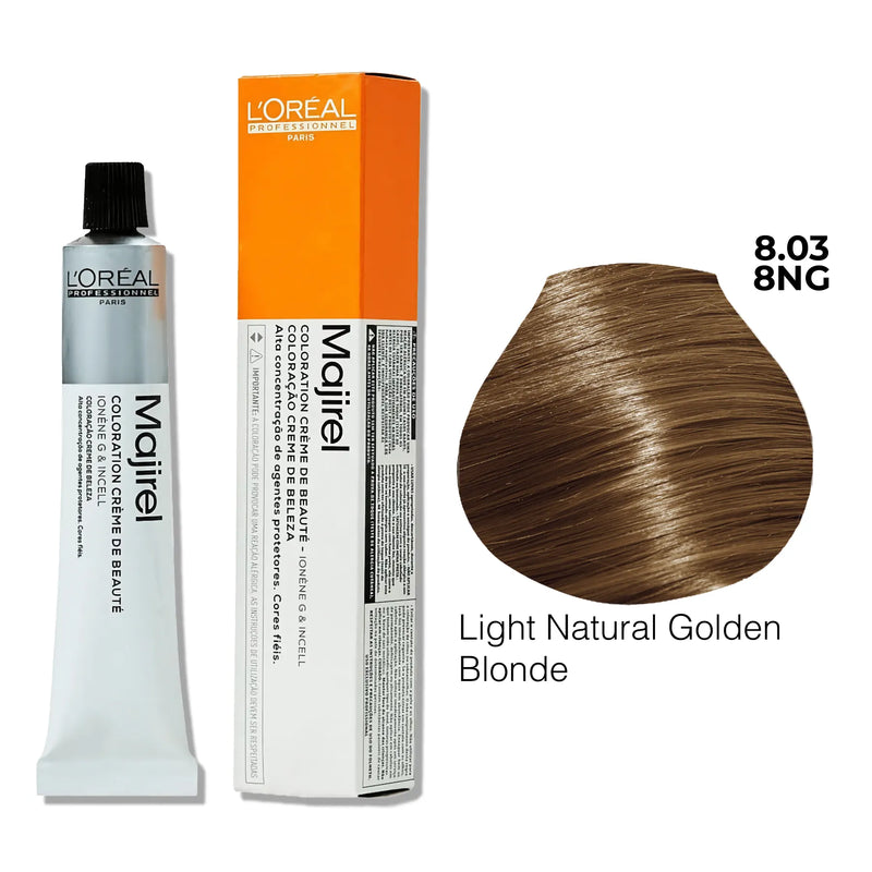 8.03/8NG - Light Natural Golden Blonde - Majirel Gold