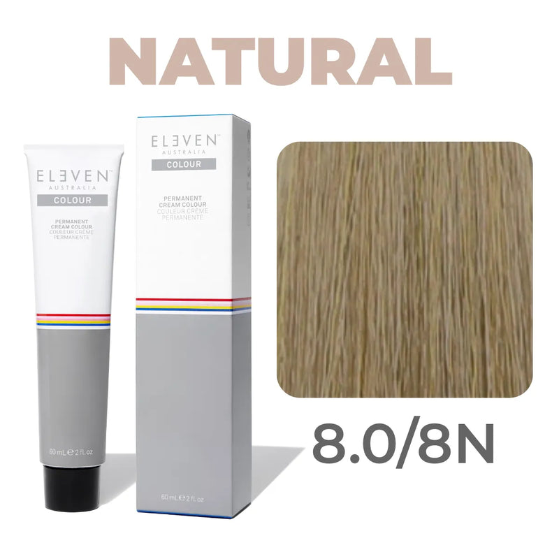 8.0/8N - Natural Light Blonde - Eleven Australia Permanent Cream Colour - 60ml