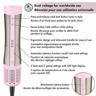 BaBylissPRO Nano Titanium Limited Edition - StyleSwitch - Ionic Multi-Styler & Dryer - Pink