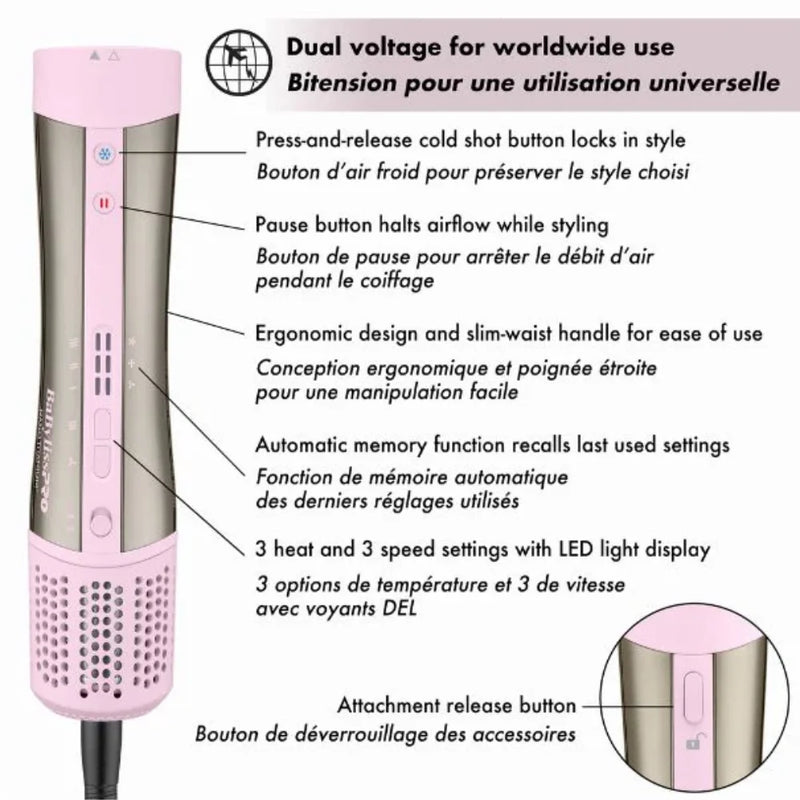 BaBylissPRO Nano Titanium Limited Edition - StyleSwitch - Ionic Multi-Styler & Dryer - Pink