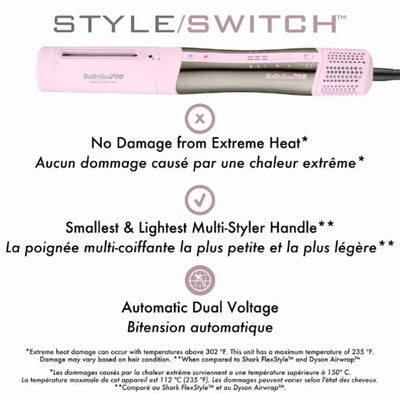 BaBylissPRO Nano Titanium Limited Edition - StyleSwitch - Ionic Multi-Styler & Dryer - Pink