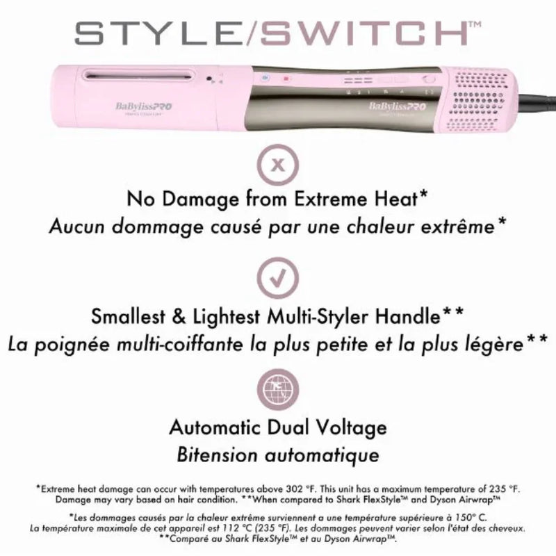 BaBylissPRO Nano Titanium Limited Edition - StyleSwitch - Ionic Multi-Styler & Dryer - Pink