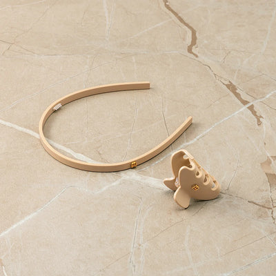 Limited Edition Acetate Headband Small Beige