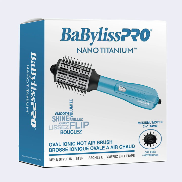 BaBylissPRO Nano Titanium Medium 2 1 2 Oval Ionic Hot Air Brush International Beauty Services Supplies