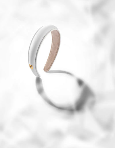 Limited Edition White Leather Puffed Headband FW24