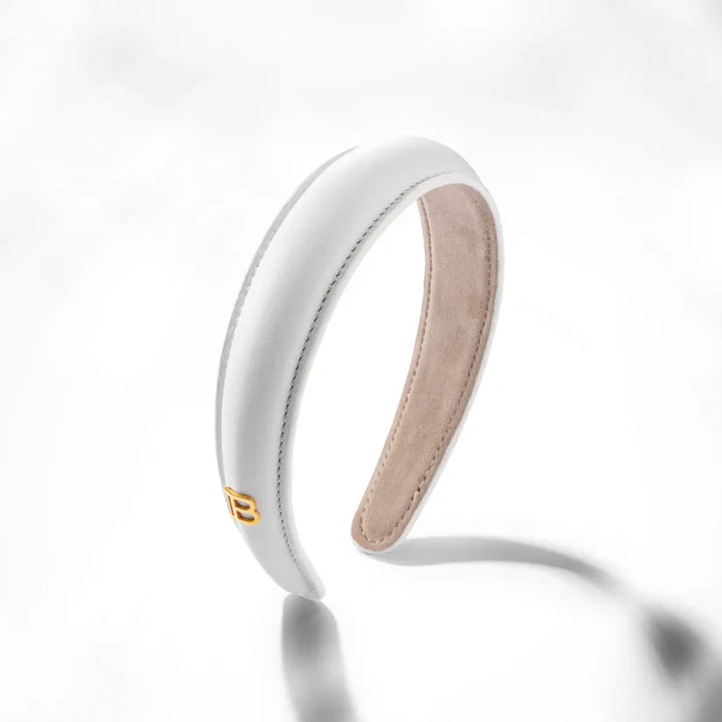 Limited Edition White Leather Puffed Headband FW24