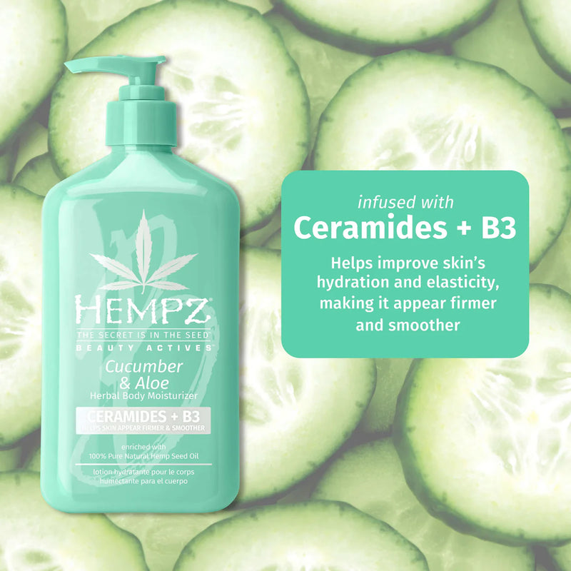 HEMPZ - Beauty Actives Cucumber & Aloe Herbal Body Moisturizer with Ceramides + B3