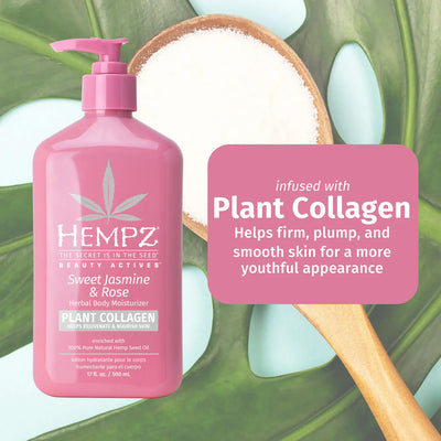 HEMPZ - Sweet Jasmine & Rose Collagen Infused Herbal Body Moisturizer - 251ml/8.5OZ