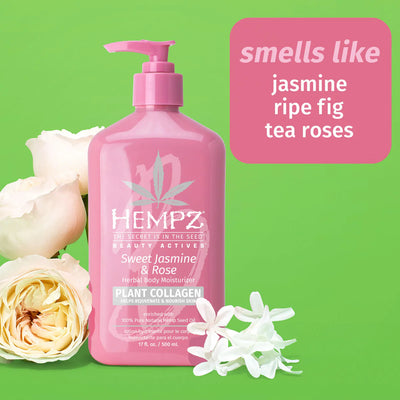 HEMPZ - Sweet Jasmine & Rose Collagen Infused Herbal Body Moisturizer - 251ml/8.5OZ