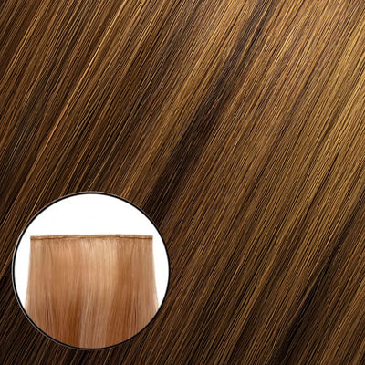 Ideal Hybrid Weft - Straight - (#6-6/30/10)-Lizzie - Chestnut Bronde Balayage - 18.5"