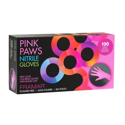 Pink Paws Nitrile Gloves - Powder Free - 100pcs