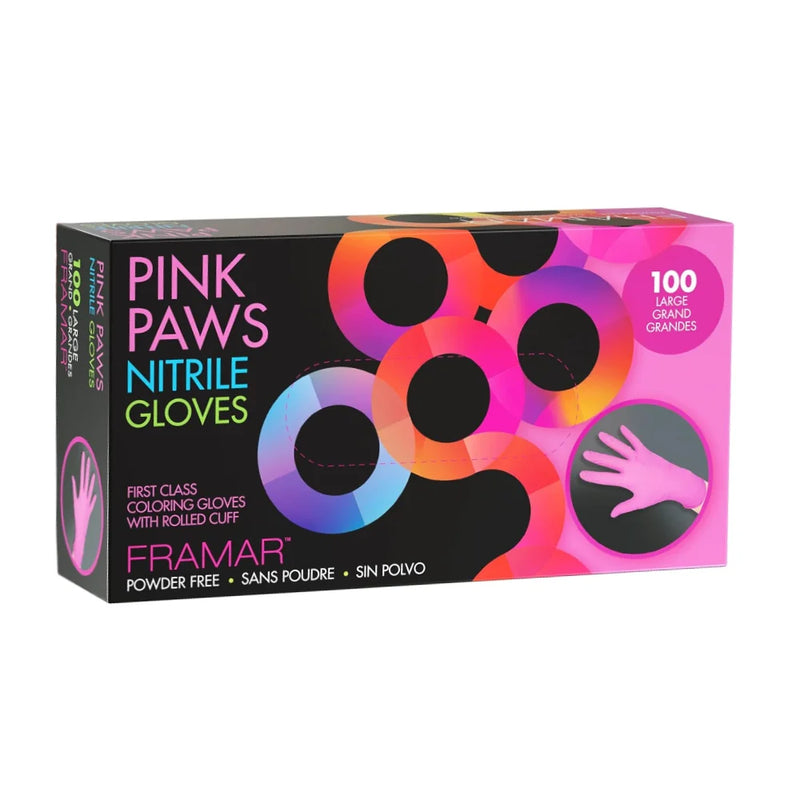 Pink Paws Nitrile Gloves - Powder Free - 100pcs