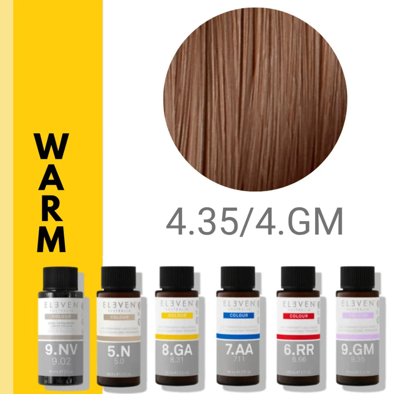 4.35/4.GM - Warm Medium Brown Gold Mahogany - Eleven Color Liquid Color - 60ml