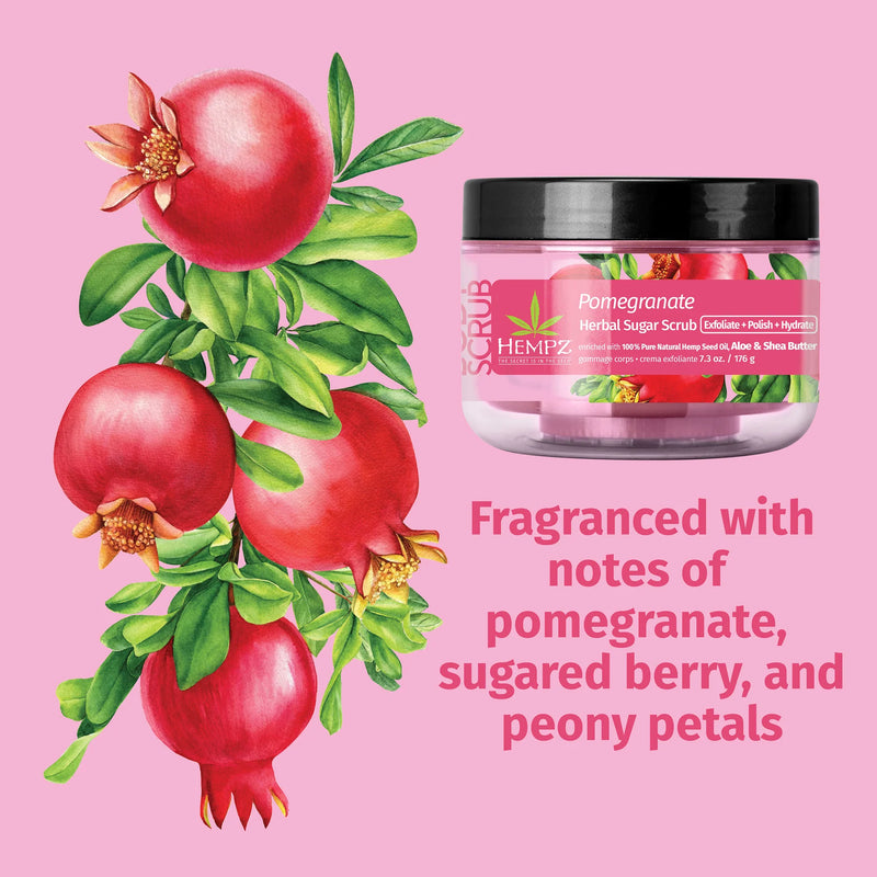 HEMPZ - Pomegranate Herbal Sugar Scrub - 176g/7.3oz