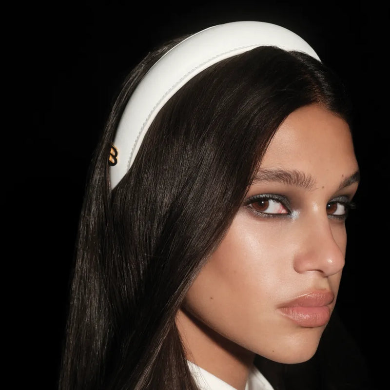 Limited Edition White Leather Puffed Headband FW24