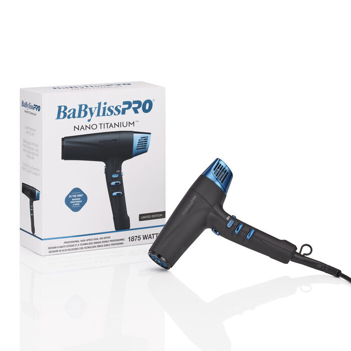 BABYLISSPRO® NANO TITANIUM™ LIMITED EDITION BLACK & BLUE PROFESSIONAL HIGH-SPEED DUAL IONIC DRYER