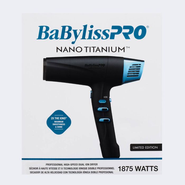 BABYLISSPRO® NANO TITANIUM™ LIMITED EDITION BLACK & BLUE PROFESSIONAL HIGH-SPEED DUAL IONIC DRYER