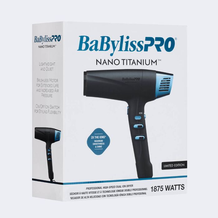 BABYLISSPRO® NANO TITANIUM™ LIMITED EDITION BLACK & BLUE PROFESSIONAL HIGH-SPEED DUAL IONIC DRYER