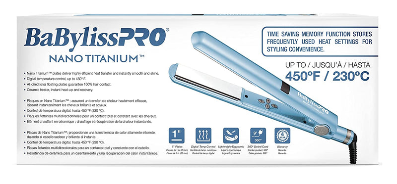 BaBylissPRO Nano-Titanium 1" I-Style Flat Iron