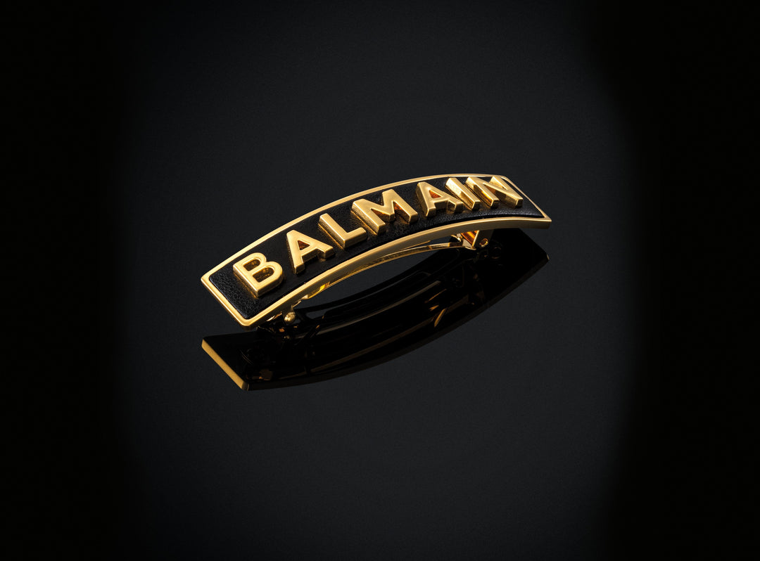 Balmain Signature Logo Gold Plated Medium Barrette  display picture 2